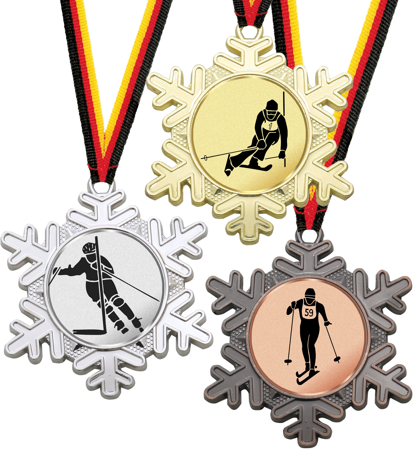 Medaille Schneeflocke Wintersport in 50mm