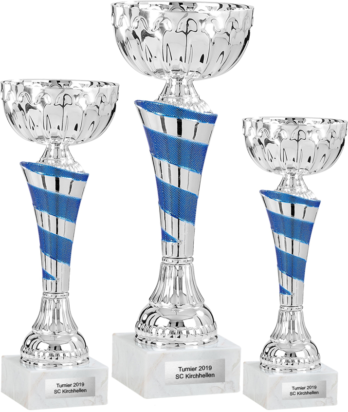 silber Pokalserie Blue  Starlight Pokale mit Gravur Emblem günstig kaufen blau 
