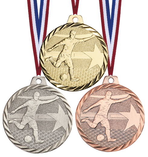 Fußball Medaille günstig Metall geprägt Medaillen Premium hochwertig edel 