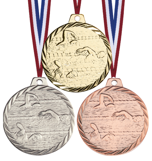 Schwimmen Medaille günstig Metall geprägt Medaillen Premium hochwertig edel 