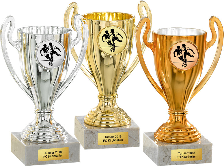 Pokale 3er Set Trophäe Wanderpokal Henkelpokale Teilnehmer Pokal Plastik Pokal 