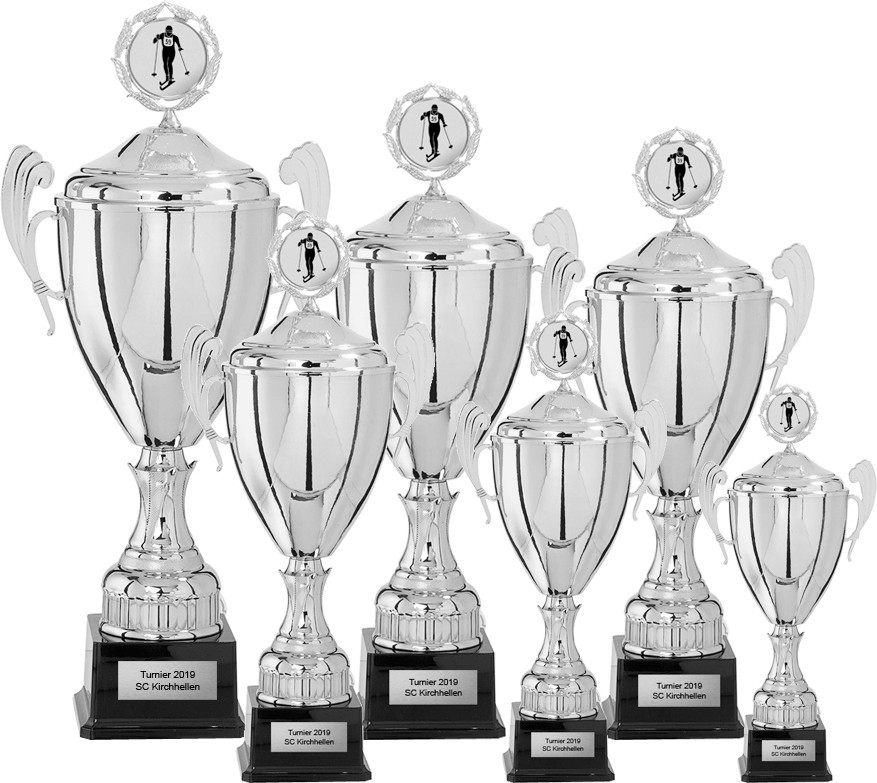 6er TOP POKALE CHAMPION mit Gravur & Emblem große Pokalserie günstig kaufen 