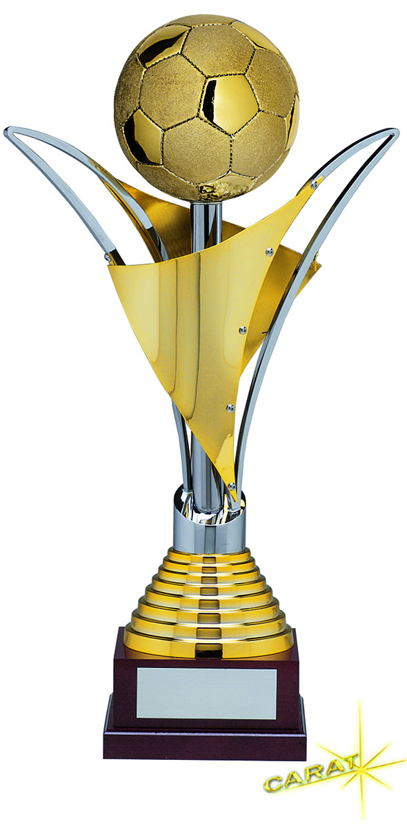 Fußball Ständer SAL 3 inkl 11 cm Pokal Textaufkleber 15 Stück Resin 