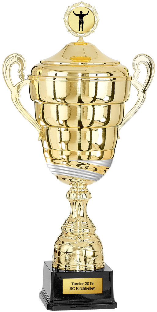 goldfarben 3er-Serie Sport-Pokale "Billard" mit Wunschgravur 