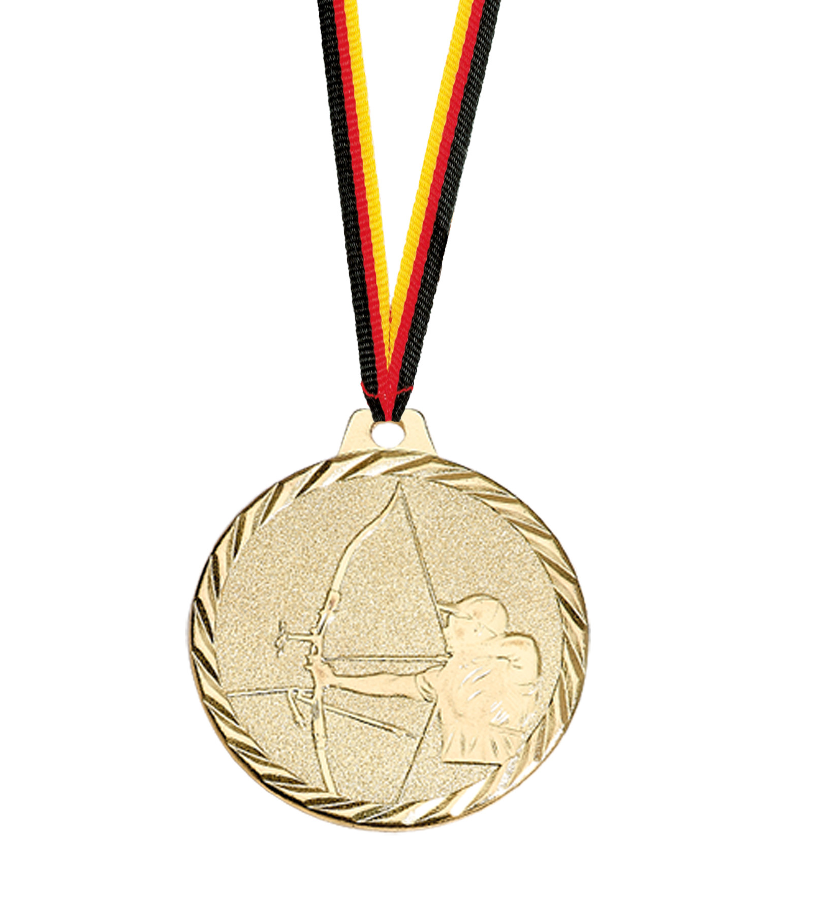 Hochwertiges massiv Bogenschießen Pokal Medaille 56mm Gold oder Silber C360 