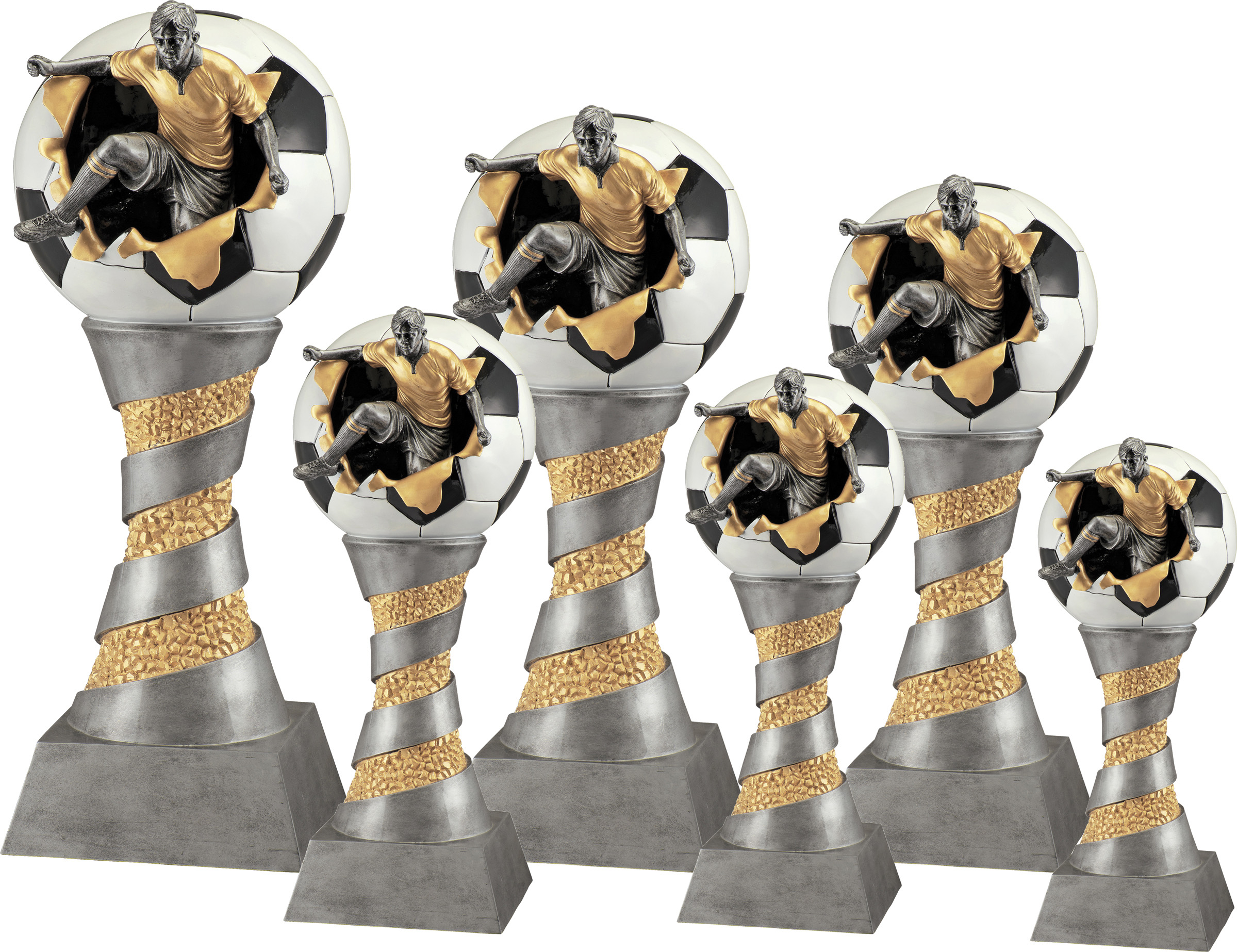 3D Fußballfigur Trophäe 6er Serie 21,5-36cm Figuren Pokal ohne Emblem 