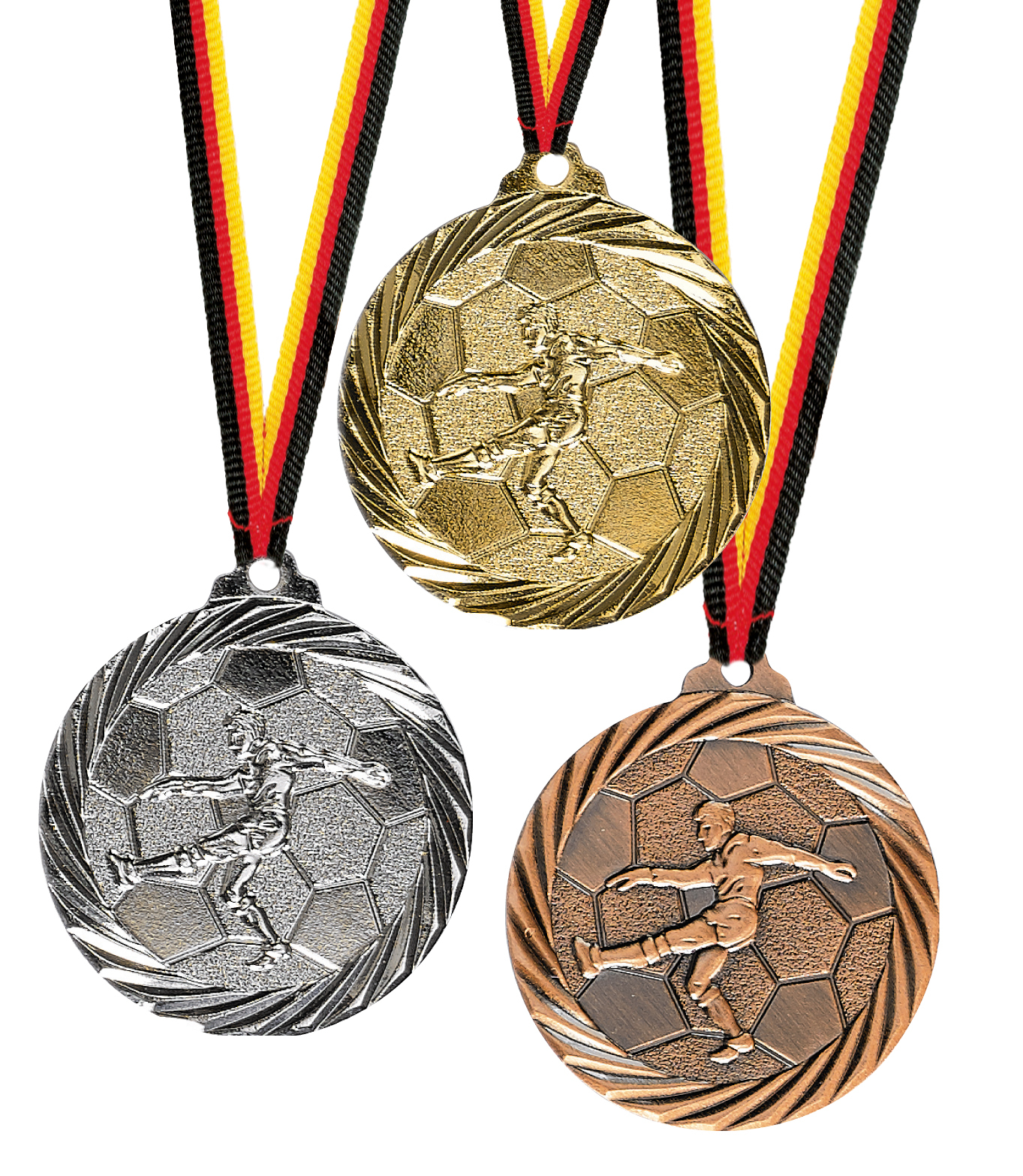 Fußballmedaille Metall geprägt ab 100Stück 32mmØ Medaillen Premium hochwertig edel 